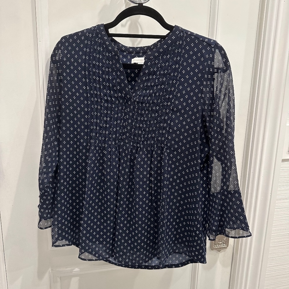 Long Sleeve flowy blouse with sheer sleeves